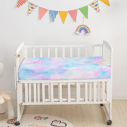 Image of Crib Bedding Set, 3-Piece Nursery Crib Bundle with Comforter, Crib Sheet & Skirt, Watercolor Butterfly Printed Bedding for Baby Boys & Girls (Butterfly Purple)