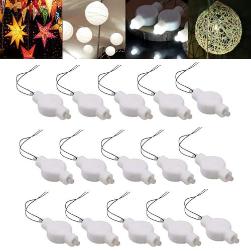 Luces LED pequeñas que funcionan con pilas, paquete de 15 luces LED para linternas de papel blanco chinas, mini bombilla LED alimentada por pilas para fiestas, manualidades, flores, bodas y