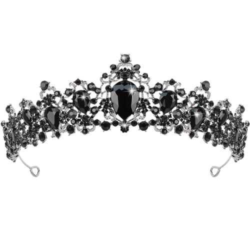 Baroque Black Crown for Women Vintage Black Tiaras with Gemstones ...