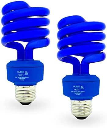SLEEKLIGHTING 23 Watt T2 BLUE Light Spiral CFL Light Bulb,- UL approved- 120V, E26 Medium Base-Energy Saver (Pack of 2)