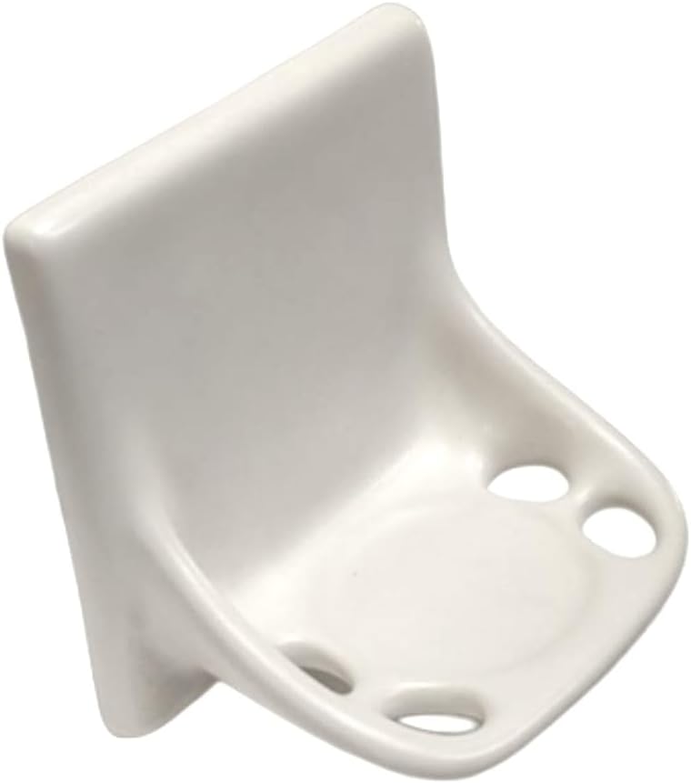 Ceramic Toothbrush Holders for Bathrooms Over Tile Wall Mount Flat Back Tumbler Toothpaste Tooth Brush Paste Shower (White Glossy)