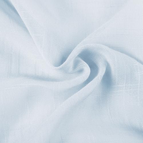 Image of TWOPAGES Baby Blue Pinch Pleated Sheer Curtains, 84 inch W x 102 inch L, 2 Panels