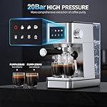 Espresso Machine, 20 Bar Professional Espresso Maker, Milk Frother Steam Wand for Latte, Compact Stainless Steel Machine with 57.5oz Removable Water Tank and LED Touchscreen Monitors - Image 2