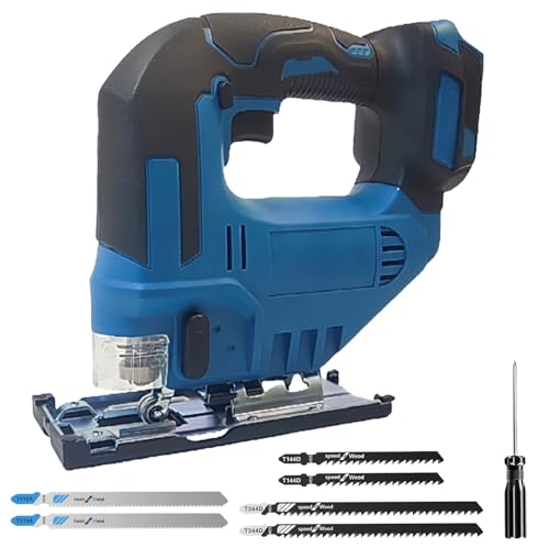 Cordless Jigsaw Compatible with Makita Battery,Electric Jig Saw 21V 750W with 3 Orbital Setting, ±45° Bevel Angle,6Pcs Blades, Brushless Jigsaw Tool for Wood PVC Metal Plywood Cutting(No Battery)