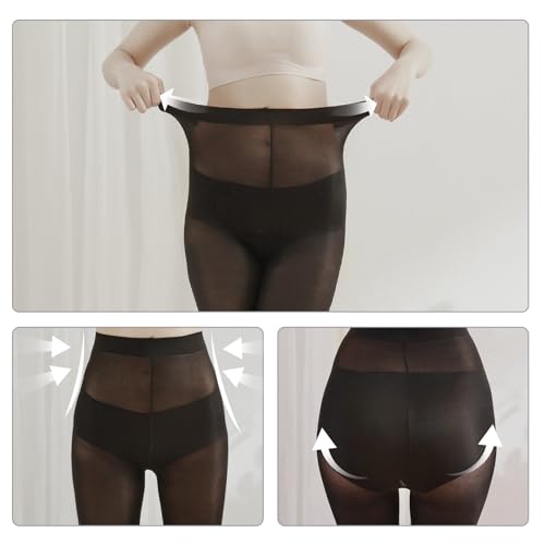 Women's Tights 40D Semi Opaque High Waist Control Top Pantyhose with Reinforced Toes 2 Pairs4