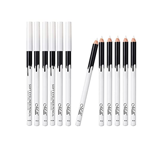 Lote 12pcs Lápices Palo Resaltador de Sombra de Ojo Eyeliner Impermeable Duradero Blanco Cover