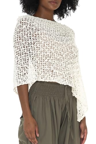 Image of SHU-SHI Summer Ponchos For Women Lightweight Sheer Popcorn Knit Sweater Cape Pullover