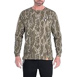 Legendary Whitetails Mens Long Sleeve T-Shirt Preshrunk 100% Heavyweight Cotton Graphic Tee, Mossy Oak Bottomland, SML