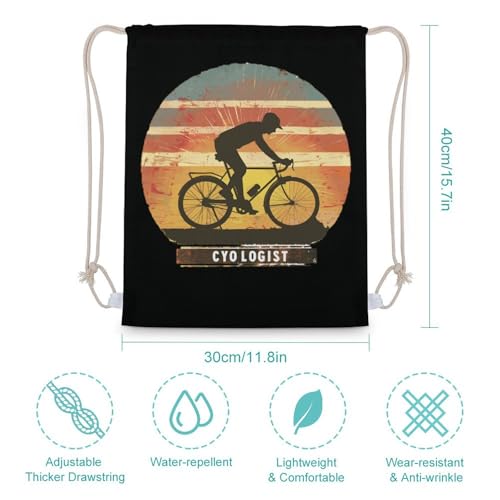 Funny Cycling & Bicycle Drawstring Backpack Gym Sackpack Draw String Sport Bag Workout Bag for Men Women 30x40cm2