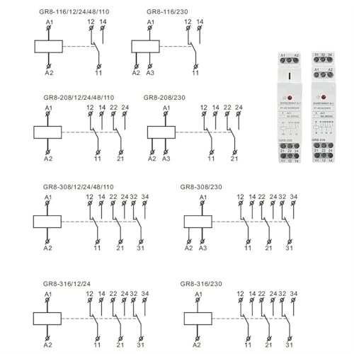 Relé electrónico GR8 con 1 SPDT y capacidad de 16A para control automatizado de voltaje 7
