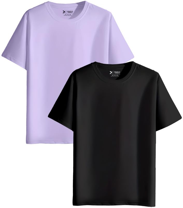 Image of XENOVAURBAN Unisex Regular Cotton Combo of 2 Solid Color Tshirt