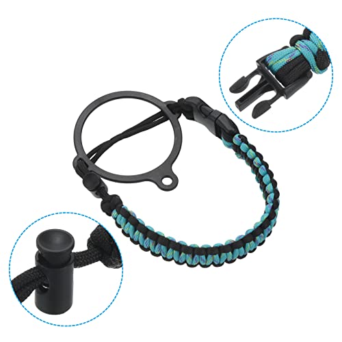 PATIKIL Water Bottle Holder, Paracord Handle Lanyard Strap Carrier with Ring for 12oz to 64oz Wide Mouth Bottles, Blue Camo, Black - Image 4