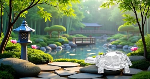 Estatua de vidrio tortuga Feng Shui tamaño grande miniatura 4