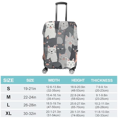 Cute Funny Grey Cats Pattern Printed Luggage Cover Protector, Fits 18-32 Inch Luggage2