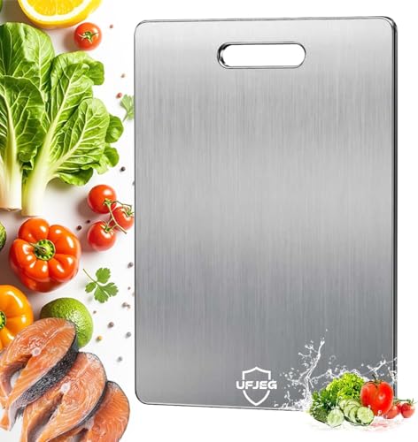 Image of Titanium Cutting Board, Titanium Cutting Boards for Kitchen, Non Toxic, Double-Sided Food Grade Chopping Board for Outdoor Camping(16 inch x 11.5 inch)