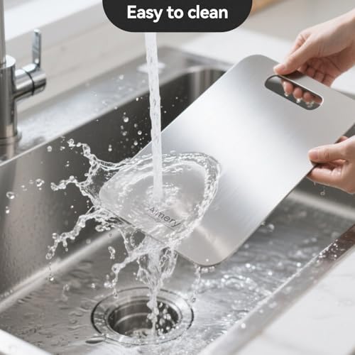 Tabla de cortar de titanio, 100 % titanio puro, grado alimenticio, antiadherente de doble cara, apta para lavavajillas, fácil de limpiar (L: 15 x 11 pulgadas) miniatura 6