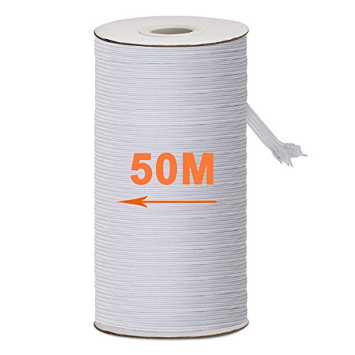 CoiTek - Bandas elásticas elásticas planas de 6 mm de ancho, 50 metros para ropa, costura y manualidades (50 metros)