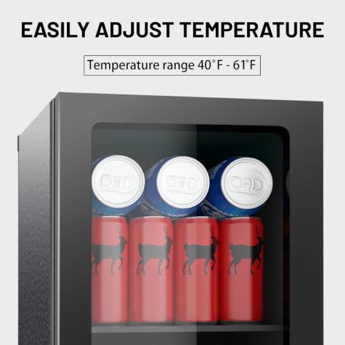 Image of DOGHLY 0.95 Cu.ft Mini Fridge Holds 24 Cans, Beverage Refrigerator Cooler, Solid Door, Manual Temperature Control (at the Back), Quiet Compact Drink Fridge for Soda, Beer, Wine, Office, Dorm, Bar