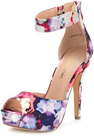 DREAM PAIRS Women's Swan-05 Floral High Heel Plaform Dress Pump Shoes - 6.5 M US