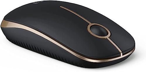 Seenda Wireless Mouse, 2.4G Widely Compatibility Silent Auto sleep Mice,18 month battery life, 1600 high DPI Precision,Smooth mouse for PC, Tablet, Laptop and Windows/Mac/Linux- Black and Gold