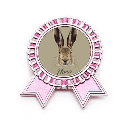 Broche lièvre à gros nez gris en métal rose taille M pour veste et sac