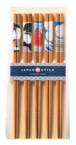 Japanese Chopsticks Japan Style Chopsticks Premium Quality Natural Bamboo Chopsticks 5 Pairs Gift Set MADE IN JAPAN  (Variation 1)