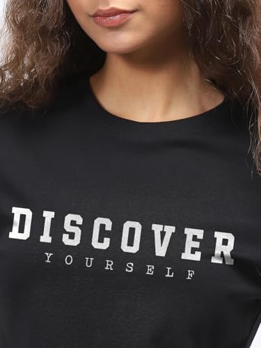 Image of Nobero Women's Graphic Printed T-Shirt | Regular Fit 180 GSM Cotton Tee for Women | Comfortable Round Neck Casual Wear