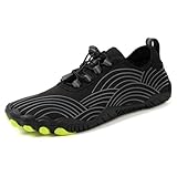 ERTUPE Hike Barefoot Shoes for Women Men Wide Toe Water Shoes Non Slip Breathable Grounding Footwear for Hiking Walking Beach Pool Kayaking Neuropathy Black