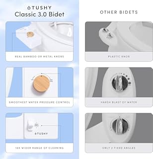 TUSHY Classic 3.0 Bidet Toilet Seat Attachment | Non-Electric Self Cleaning Water Sprayer, Adjustable Water Pressure Nozzle, Angle Control & Easy Home Installation, Brushed Nickel