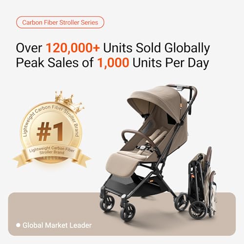 MAMAZING Ultra Air Lightweight Baby Travel Stroller with Carbon Fiber Frame, Compact & Airplane-Friendly, One-Handed Fold, 11.6 lbs, Perfect for Toddlers, Simply Taupe - Image 4