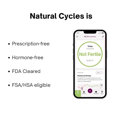 natural cycles 12 month subscription - digital birth control with basal body thermometer - fertility management app- ios and android