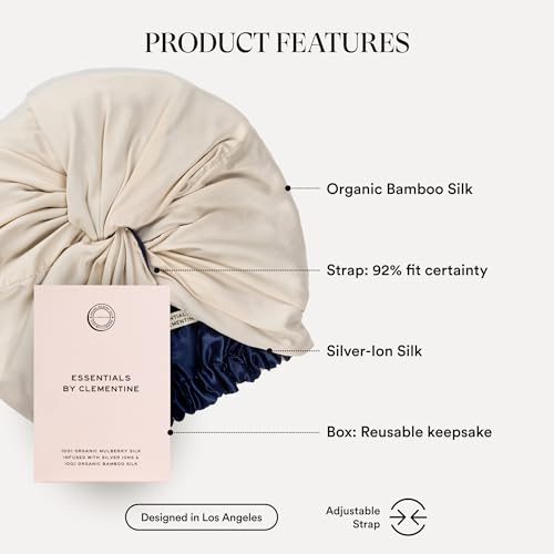 Image of Essentials by Clementine Organic Mulberry Silk Sleep Turban & Bonnet | Silver Ion & Organic Bamboo Silk Lining