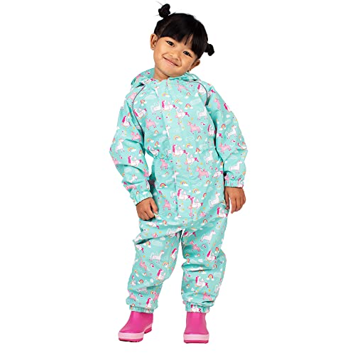 JAN & JUL Baby Girls Rain Coverall Waterproof Packable Suit (Puddle-Dry: Unicorn, Size: 2T)