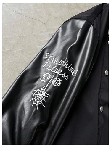 Verdusa Men's Hip Hop Leather Baseball Jacket Streetwear Bomber Jacket with Pockets4