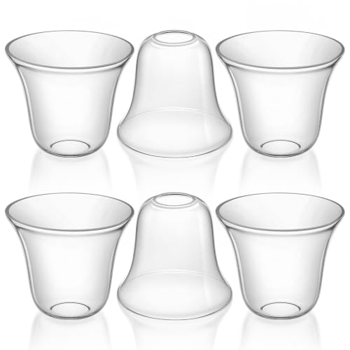 Image of Teenyyou 6 Pcs Clear Bell Shaped Glass Lamp Shade Replacement | Globe Ceiling Fan Light Cover with 1-5 /8'' (42mm) Fitter for Chandelier Wall Sconce Pendant Light Bathroom Vanity Fixture