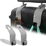 Teoenix Car Seat Headrest Hook, 2 Pack Leather Car Purses and Bags Hooks Holder Hanger for Groceries Organization Accessories, Gray