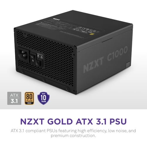 Image of NZXT C1000 Gold ATX 3.1 - Fully Modular Low-Noise PC Gaming Power Supply - 1000 Watts - 80 Plus Gold - 12V-2x6 Connector - Zero Fan Mode - 100% Japanese Capacitors - Black