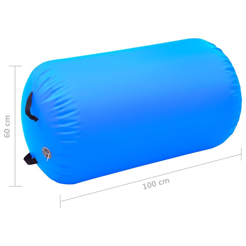 Mangloder - Rullo da ginnastica gonfiabile con pompa, 120 pezzi, in PVC, blu, per yoga, pilates, fitness, ginnastica, meditazione, stretching, equilibrio, allenamento e riabilitazione in palestra o a