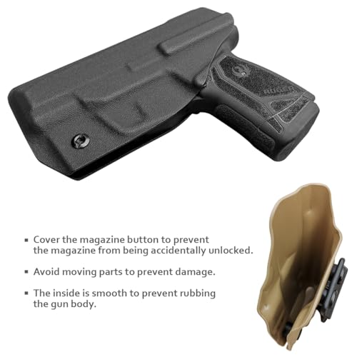 POLE.CRAFT Ruger Max-9 Holster IWB Kydex for Ruger Max-9 Barrel 3.20'' Gun Pocket Pouch - Inside Waistband Concealed Carry - Adj. Cant Retention - Cover Mag-Button - No Wear - No Jitter