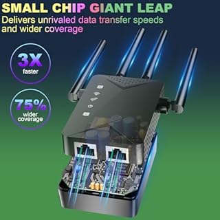 Powerful WiFi Extender Signal Booster, Up to 15,000 Sq Ft & 60 Devices, Whole Home Coverage Internet Repeater Works with Any Router | Plug and Play