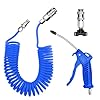 WinGluge Pistola Ad Aria Compressa, Pistola Aria Camion con 5 Metri Tubo a Spirale, Pistola Soffiaggio Aria Compressa con Connettore Kit, Pistole Ad Aria Compressa Kit, per Camion Auto(blu)