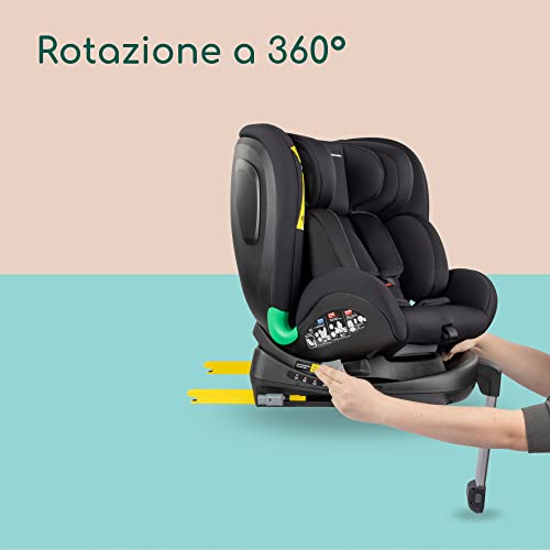 Bebeconfort EvolveFix Plus i-Size, Seggiolino Auto 360 Gradi, 0-12 Anni, 40-150 cm, 0-36 kg ISOFIX Girevole, 4 Reclinazioni, Regolabile in Altezza, Tessuti Traspiranti, Black Mist - Immagine 4