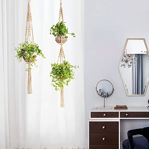 Pikamao Macrame Plant Hanger, 5Pcs Jute Plant Hanger Indoor With 5Pcs Hooks, Handmade Weave Hanging Plant Holder For Indoor Outdoor Boho Home Décor #TOP6