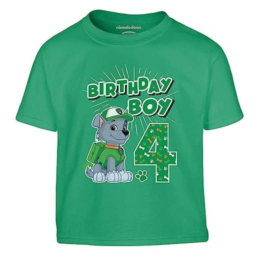 Paw Patrol - Cumpleaños 4 años Rocky Birthday Boy Camiseta Infantil niño 104 Verde
