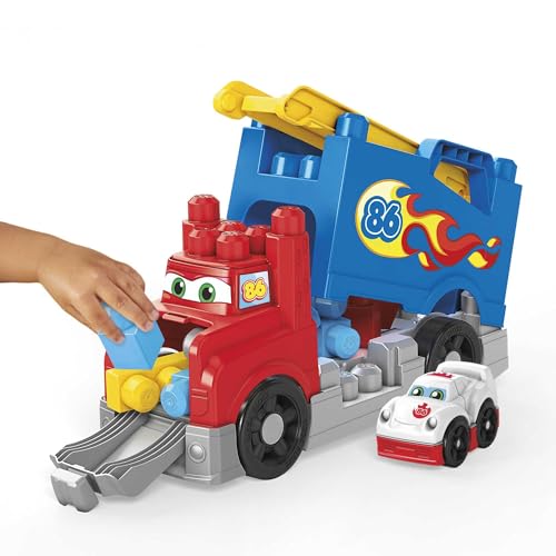 MEGA Bloks - Autotreno monta e sfreccia con blocchi per costruire, suoni realistici e pista da corsa, Giocattlo per Bambini 1+ Anni, FVJ01 - Lego - Immagine 3