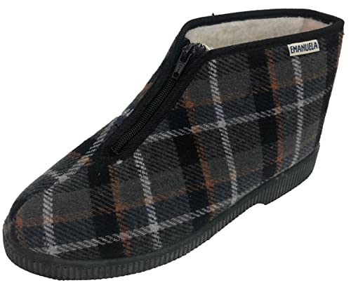 Chaussons d'hiver pour homme Emanuola 565 gris taille 39 pantoufles zippées