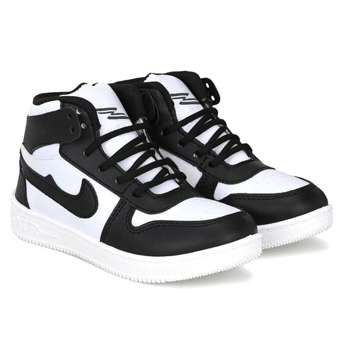 HOOH Kids Unisex Sneakers for Boys and Girls from 6 Years to 12 Years (Size Chart in Images) (Black & White, UK Footwear Size System, Little Kid, Numeric, Medium, 13) (B0DF7W27NL) Amazon Price History, Amazon Price Tracker