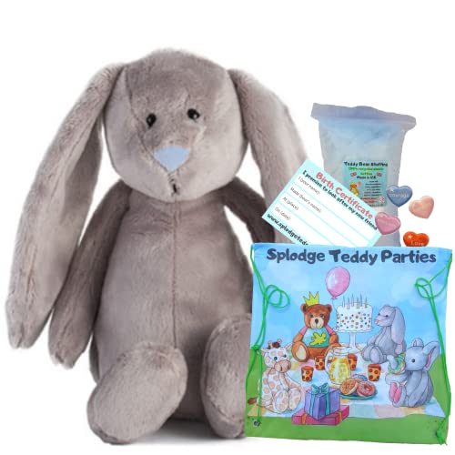 Peluche de conejo gris con nariz azul - Construye tu propio kit de fabricación de oso de peluche, 40 cm, sin costura, regalo de Pascua Cover