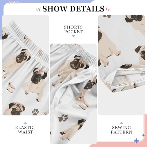 CaTaKu Boys Cute Pugs Pet Paw Pants for Boys Girls Wide Leg Sweatpants Kids Long Bottoms with Pockets Size 6-14Y4