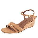 Aerosoles Women's WITT Wedge Sandal, Tan Faux Suede/Cork Heel, 9